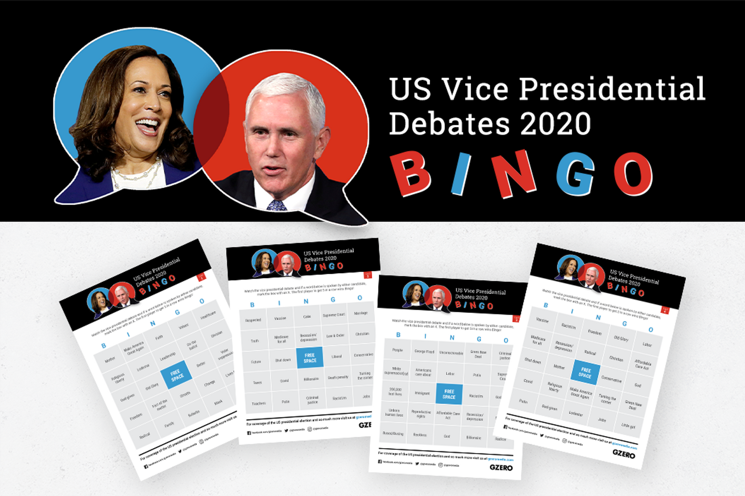 Debate Bingo - GZERO Media US Vice Presidential Debates 2020 BINGO
