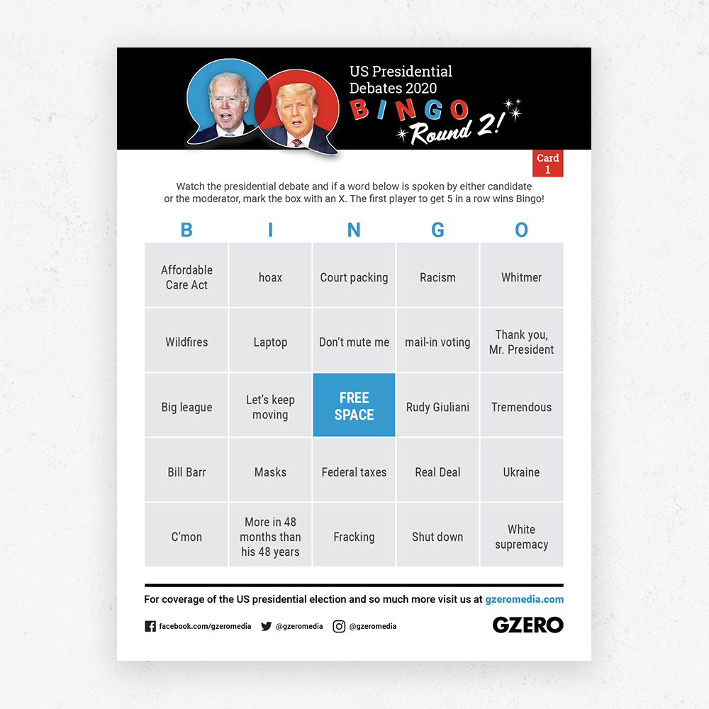 Debate Bingo Round 2 Card 1 - US Presidential Debate 2020
