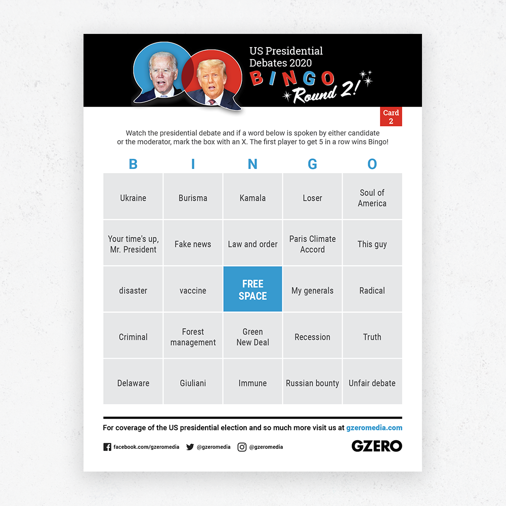 Debate Bingo Round 2 Card 2 - US Presidential Debate 2020