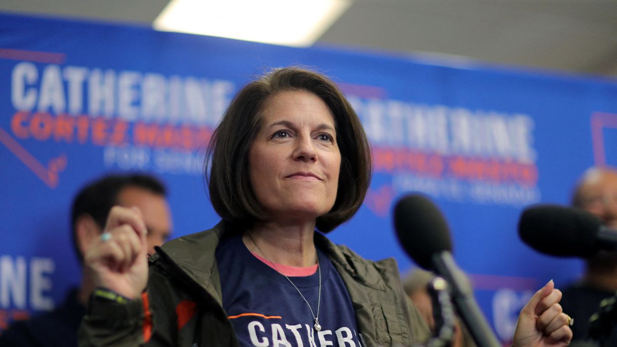 Democratic Senator Catherine Cortez Masto leads a rally ahead of the midterm elections in Henderson, Nevada.