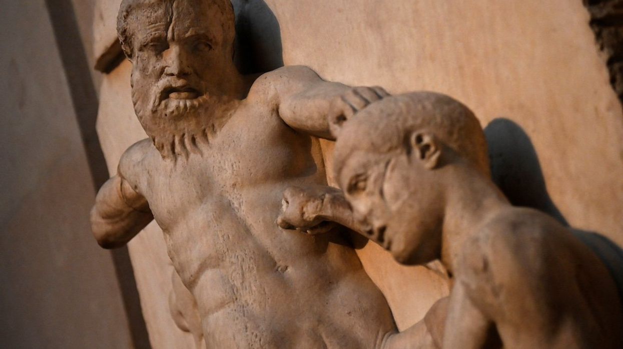 Detail of a metope that forms part of the Parthenon sculptures, sometimes referred to in the UK as the Elgin Marbles, is displayed at the British Museum in London, Britain, January 25, 2023.