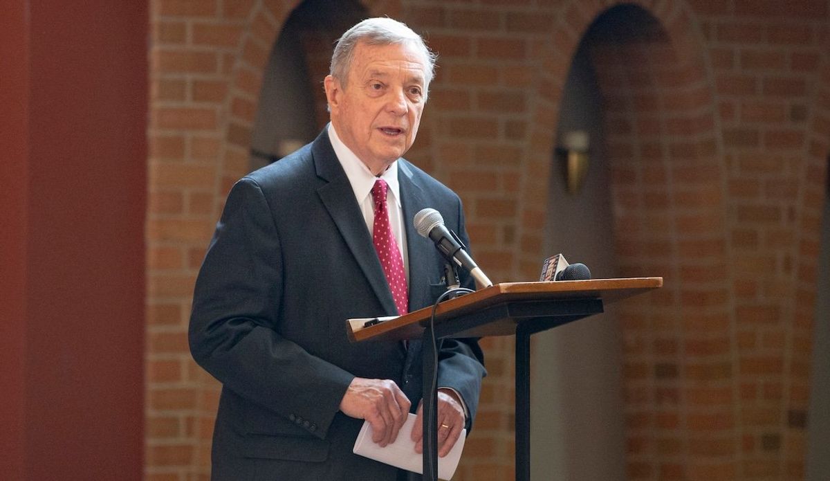 ​Dick Durbin speaking to the press in October 2022.