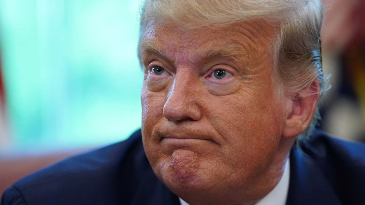 Donald Trump faces reporters in the Oval Office on Sept. 11, 2020.