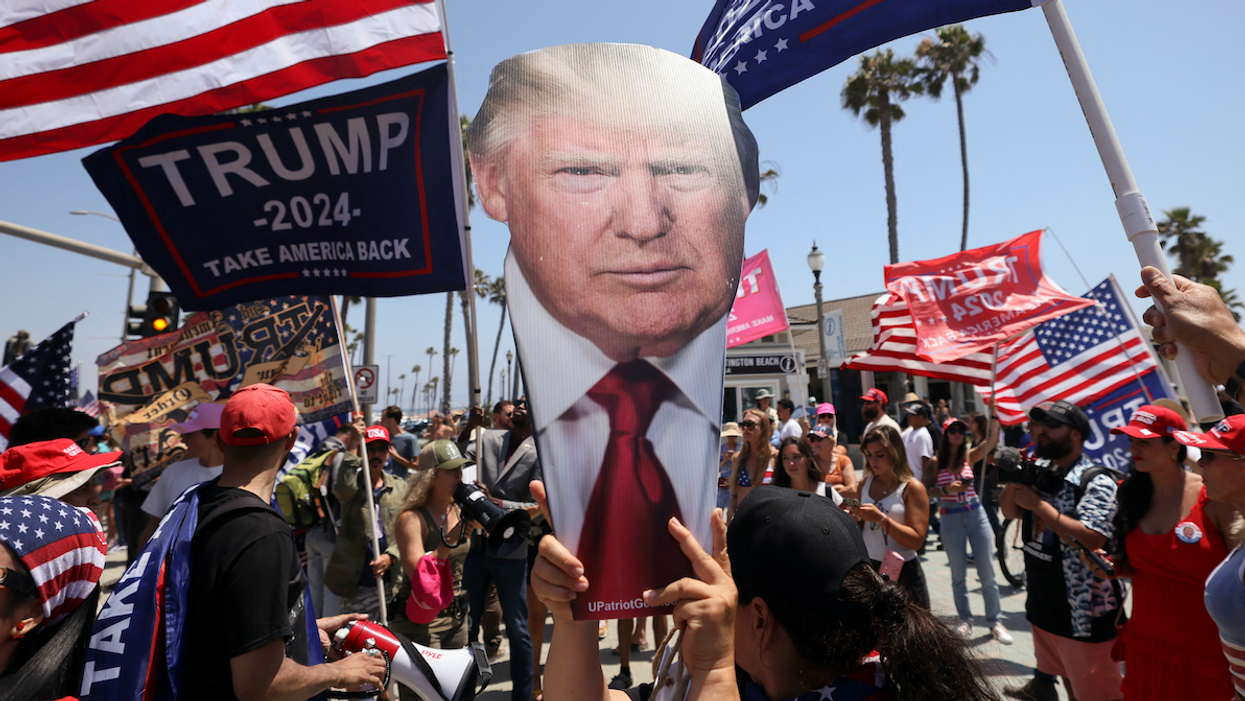 Donald Trump supporters in Huntington Beach, Calif., on July 14, 2024.