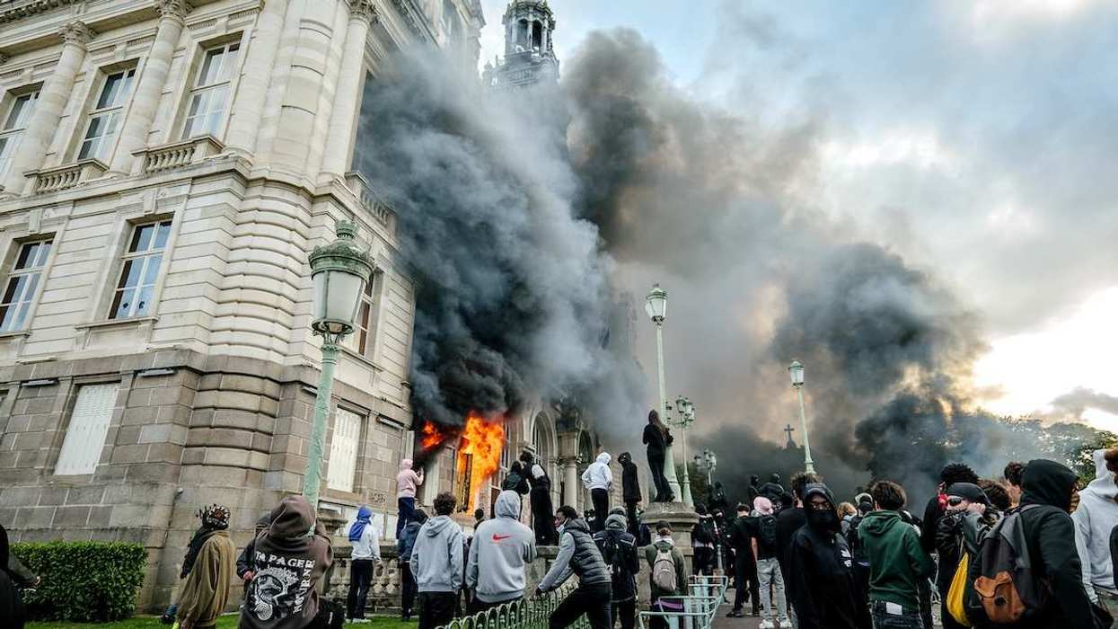 During the demonstration on 17 October in Limoges protesters set fire to the town hall in Limoges Haute-Vienne in the Nouvelle-Aquitaine region of France on 17 October 2026.