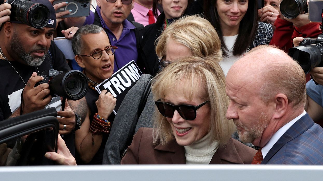 E. Jean Carroll departs from the Manhattan Federal Court following the verdict in the civil rape accusation case against former President Donald Trump, in New York City.