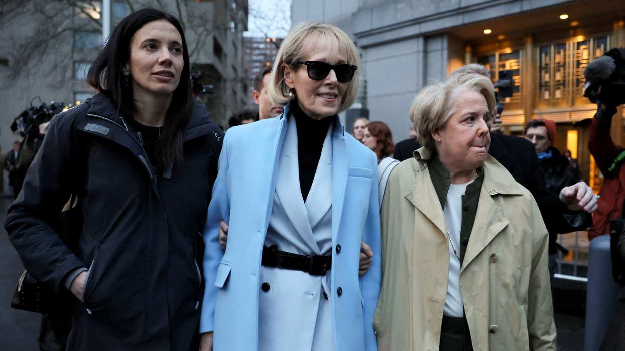 E. Jean Carroll walks outside Manhattan Federal Court on the day of the second civil trial, after she accused former U.S. President Donald Trump of raping her decades ago, in New York City, U.S., January 25, 2024.