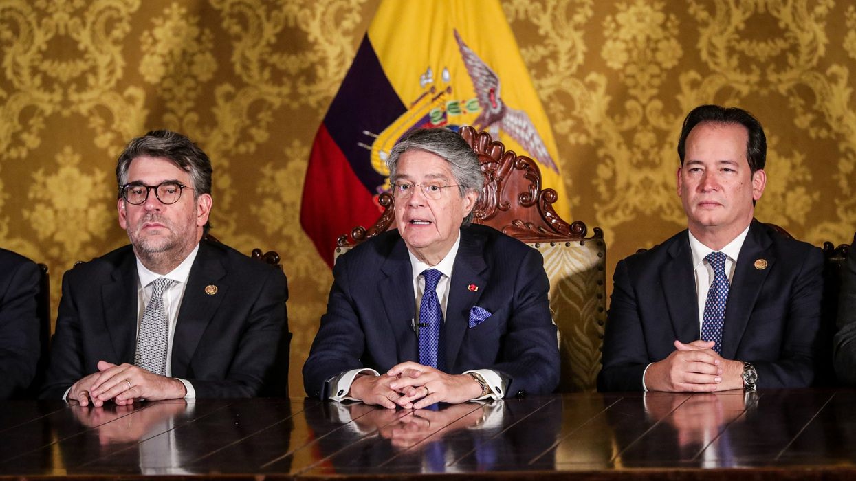 Ecuador's President Guillermo Lasso addresses the nation in Quito.