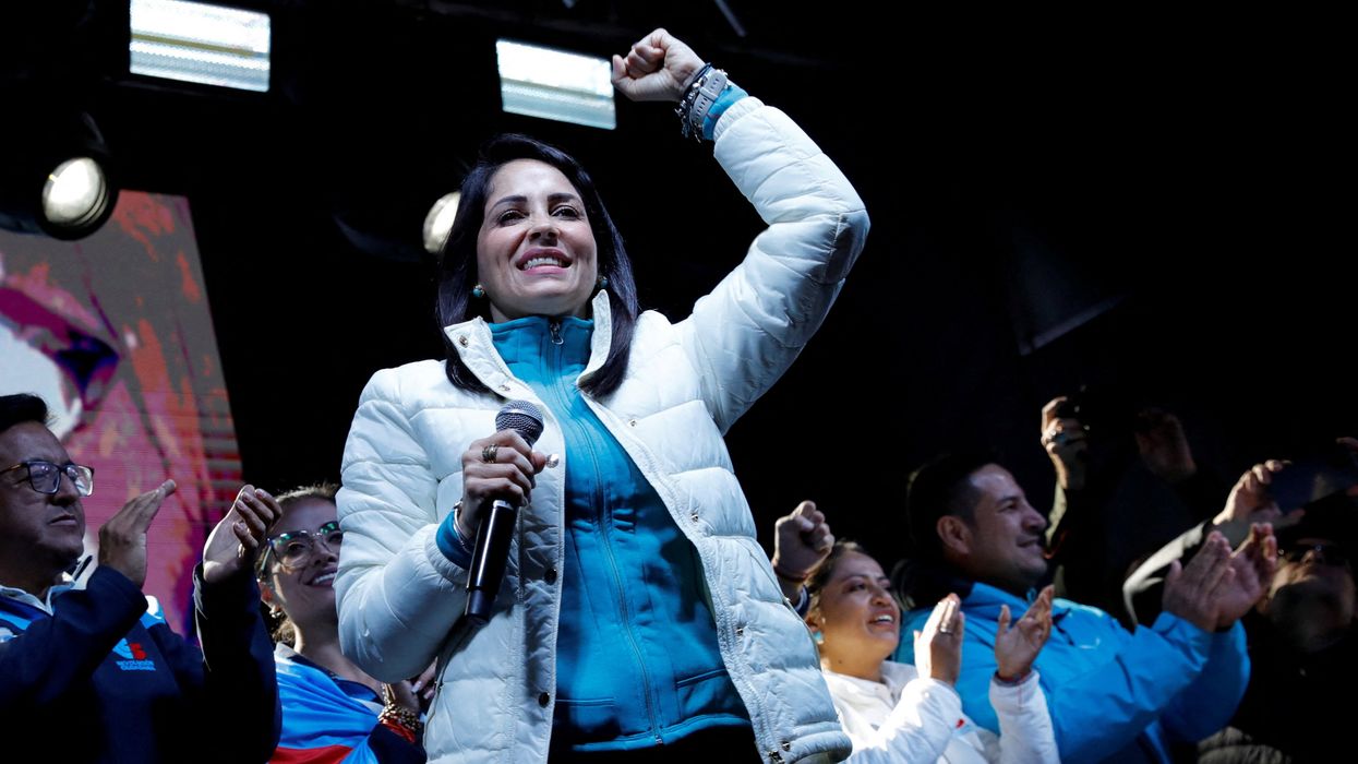 Ecuadorian presidential candidate Luisa Gonzalez speaks during a presidential election night event, in Quito, Ecuador, on Aug. 20, 2023. 