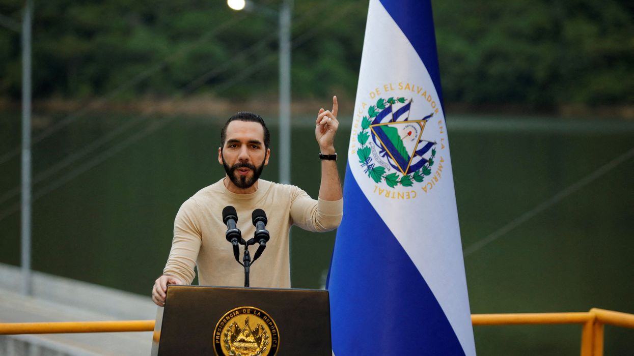 El Salvador's President Nayib Bukele speaks during the inauguration
