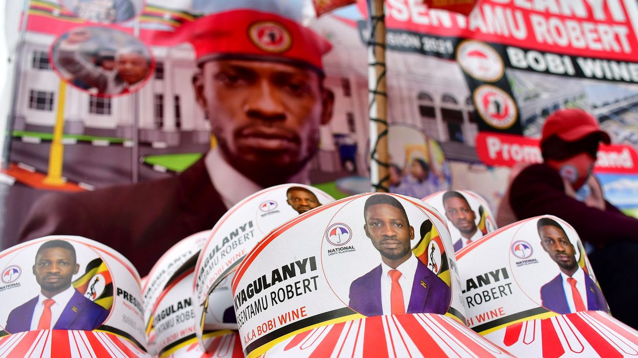 Electoral merchandise of Ugandan opposition presidential candidate Bobi Wine. Reuters