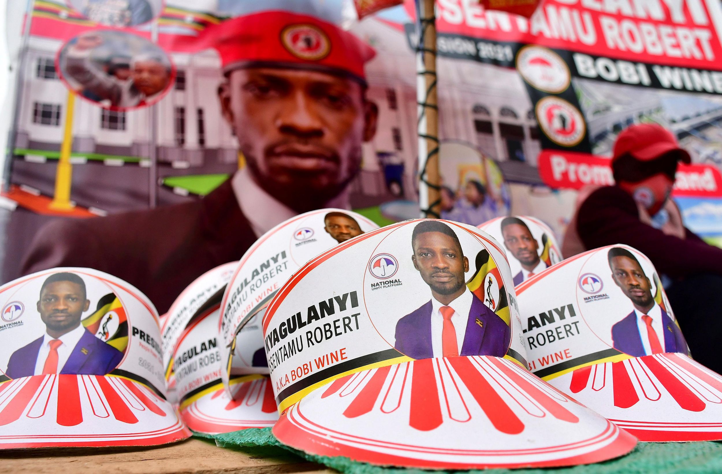 Electoral merchandise of Ugandan opposition presidential candidate Bobi Wine. Reuters
