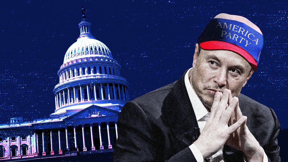 ​Elon Musk in an America Party hat.