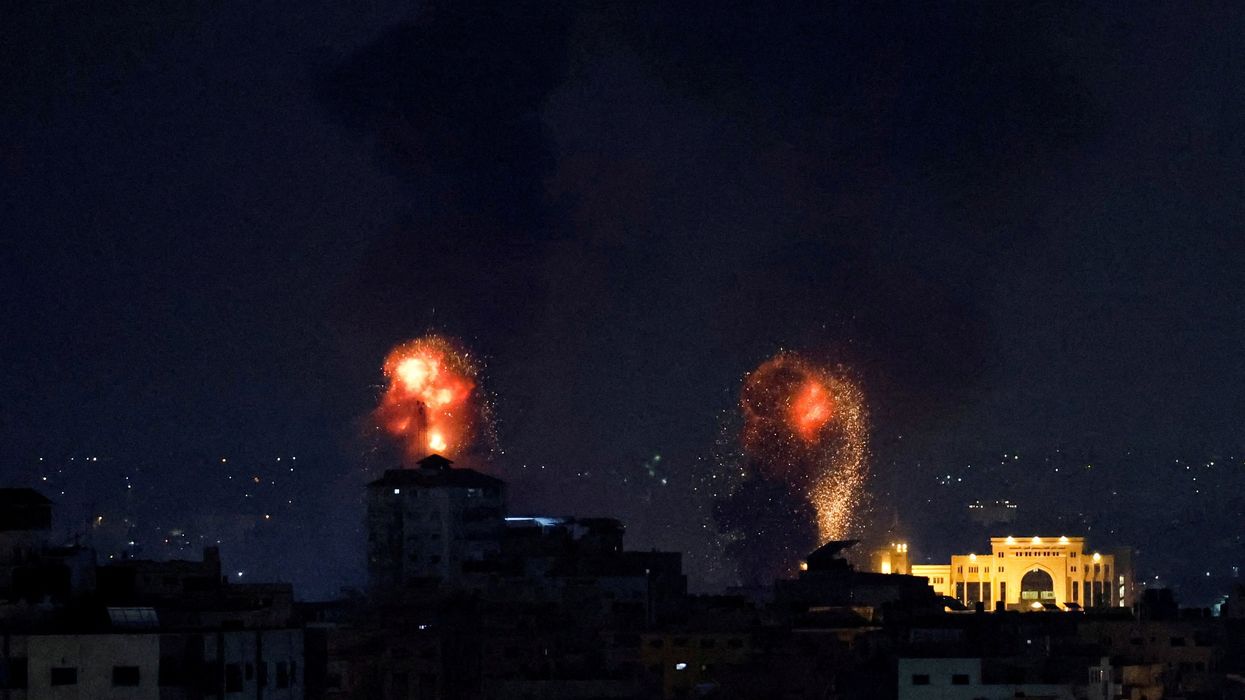 Explosions light up the sky after the Israeli military struck Islamic Jihad targets in Gaza.
