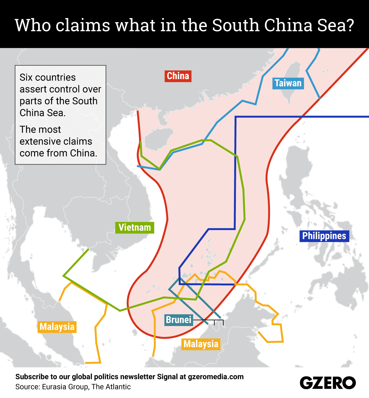 The Graphic Truth Who Claims What In The South China Sea Gzero Media