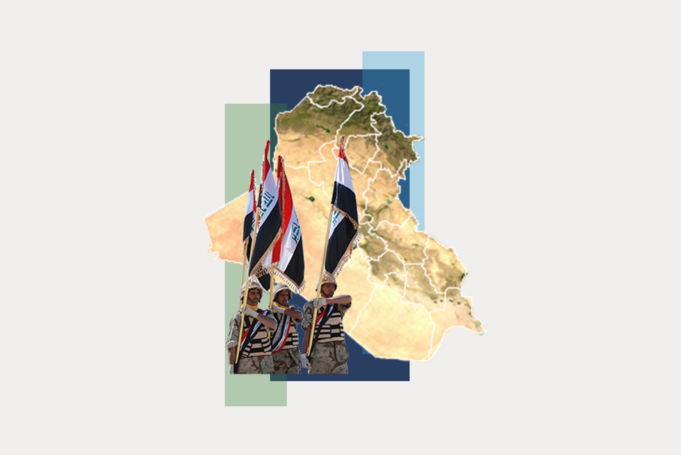 A stylized map of Iraq