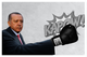 Turkey's President Erdogan wearing a boxing glove