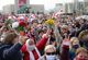 Belarusian opposition supporters hold a rally during a general strike in Minsk. Reuters