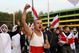 Belarusian opposition supporters take part in a protest event demanding freedom for political prisoners in Minsk. Reuters