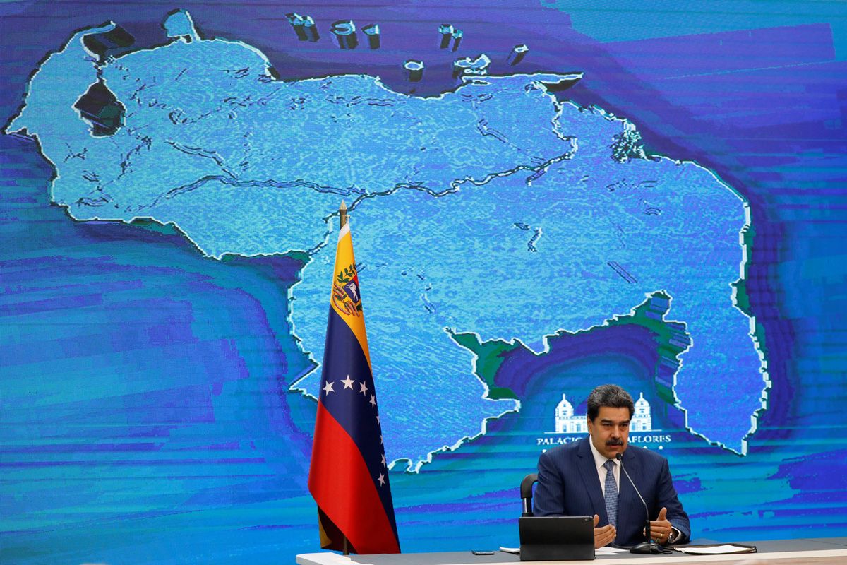 Venezuela's President Nicolas Maduro addresses the media from the Miraflores Palace, in Caracas, Venezuela August 16, 2021