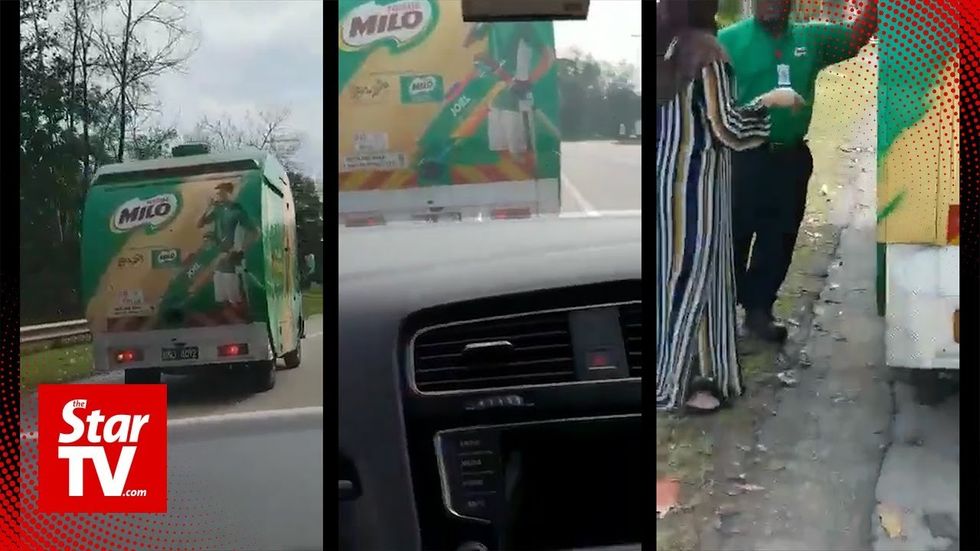 Malaysian couple chase down Milo truck for pregnant daughter-in-law