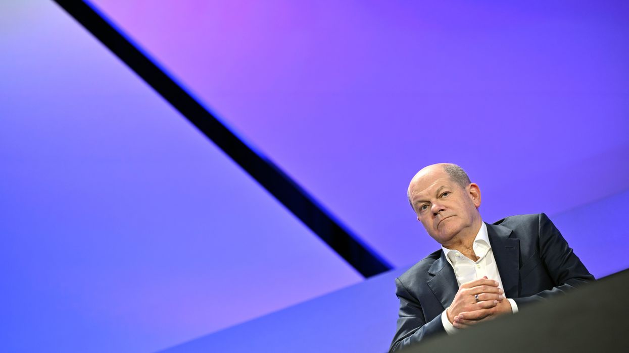 Federal Chancellor Olaf Scholz on stage at the Digital Summit 2023 in November.