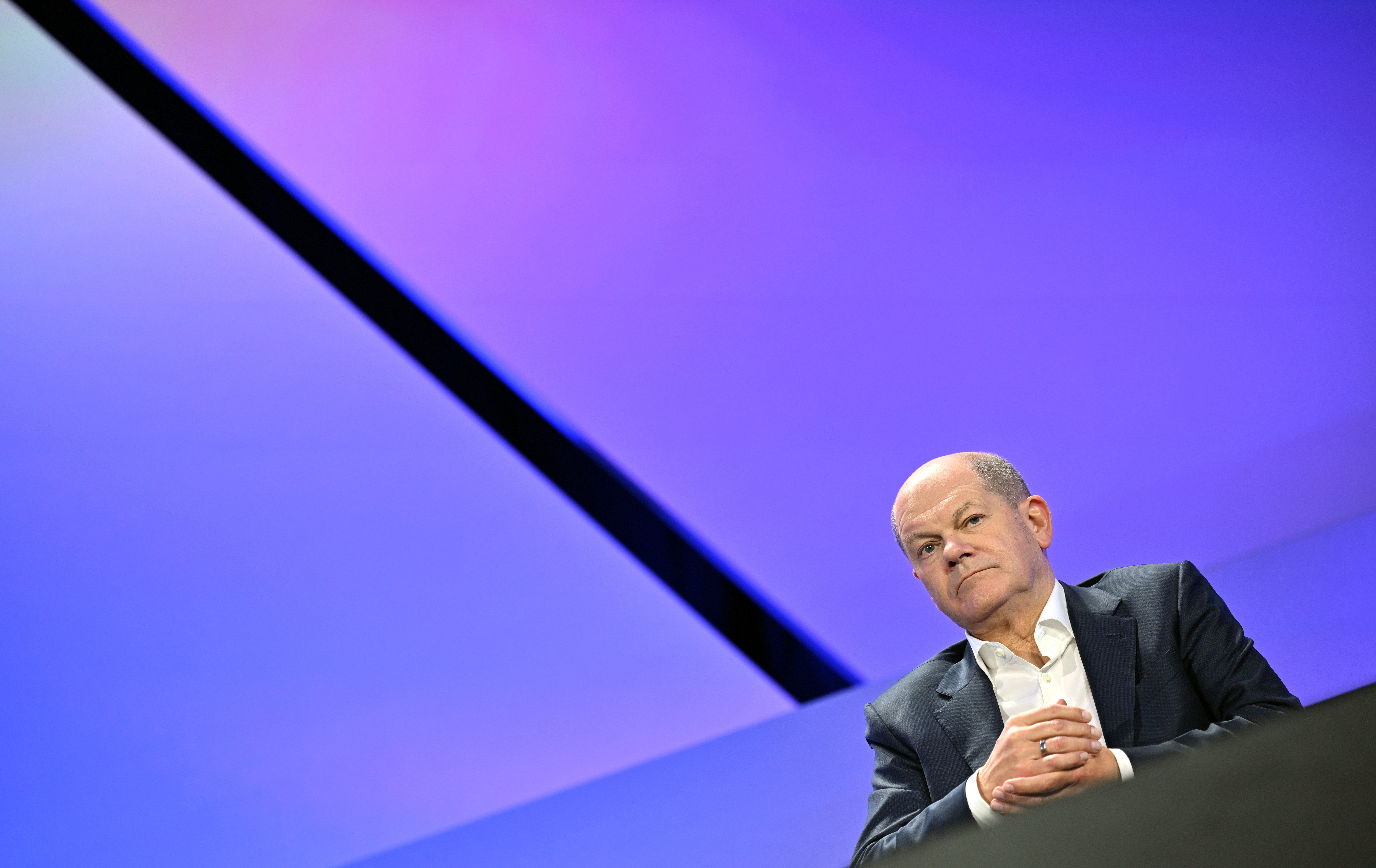 Federal Chancellor Olaf Scholz on stage at the Digital Summit 2023 in November.