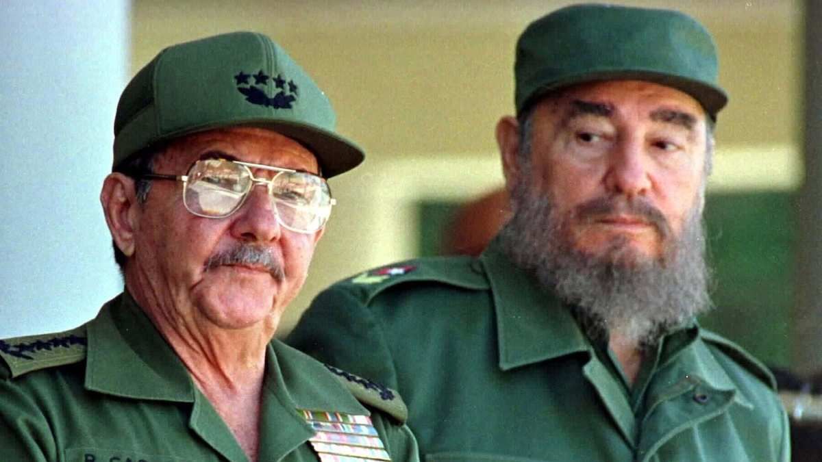 Fidel Castro and his brother, Armed Forces Minister Raul Castro (L), preside over the 100th anniversary of the death of independence hero Antonio Maceo, in this photo from December 7, 1996.