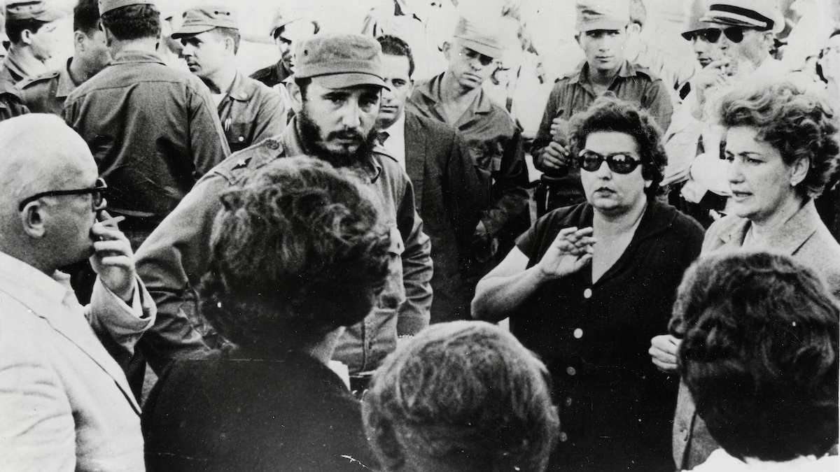 Fidel Castro meets with the American parents of the The Bay Of Pigs Prisoners in Havana, Cuba, on March 1, 1963.