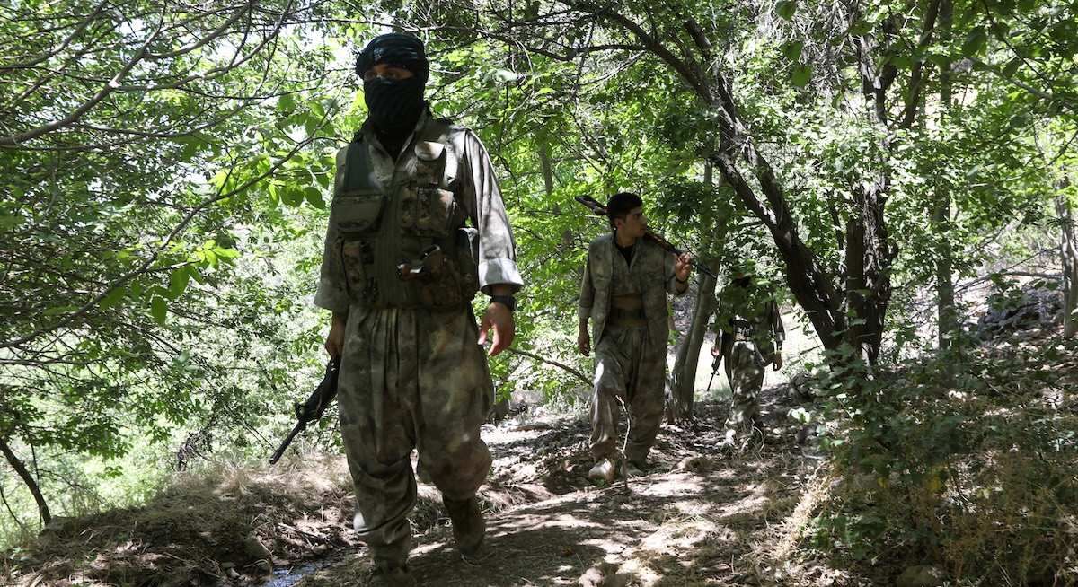 ​Fighters from the Kurdistan Free Life Party (PJAK), an Iranian Kurdish opposition group, are pictured near the border with Iran in Iraq's Kurdistan Region, in the outskirts of Sulaimaniya, Iraq, June 21, 2025. 