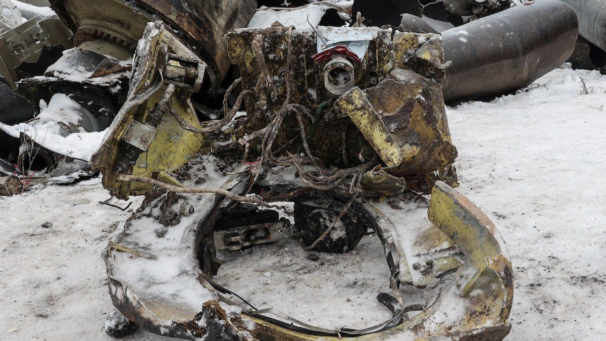 ​FILE PHOTO: A view shows parts of an unidentified missile, which Ukrainian authorities believe to be made in North Korea and was used in a strike in Kharkiv earlier this week, amid Russia's attack on Ukraine, in Kharkiv, Ukraine January 6, 2024. 