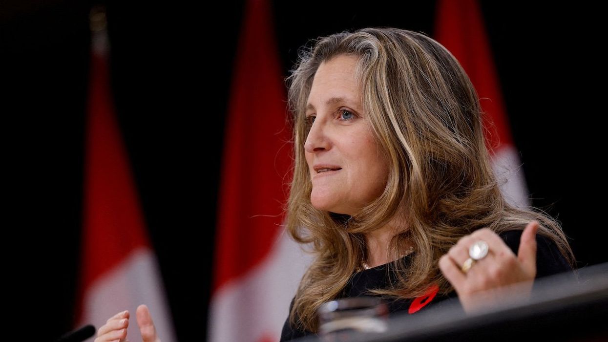 FILE PHOTO: Canada's Deputy Prime Minister and Minister of Finance Chrystia Freeland speaks during a press conference in Ottawa, Ontario, Canada November 6, 2024.