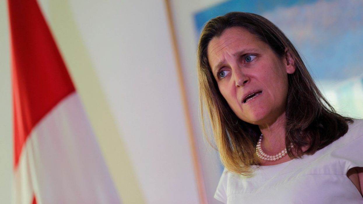 FILE PHOTO: Canada's Foreign Minister Chrystia Freeland speaks during a news conference at the Canadian Embassy in Washington D.C., U.S. June 13, 2019.