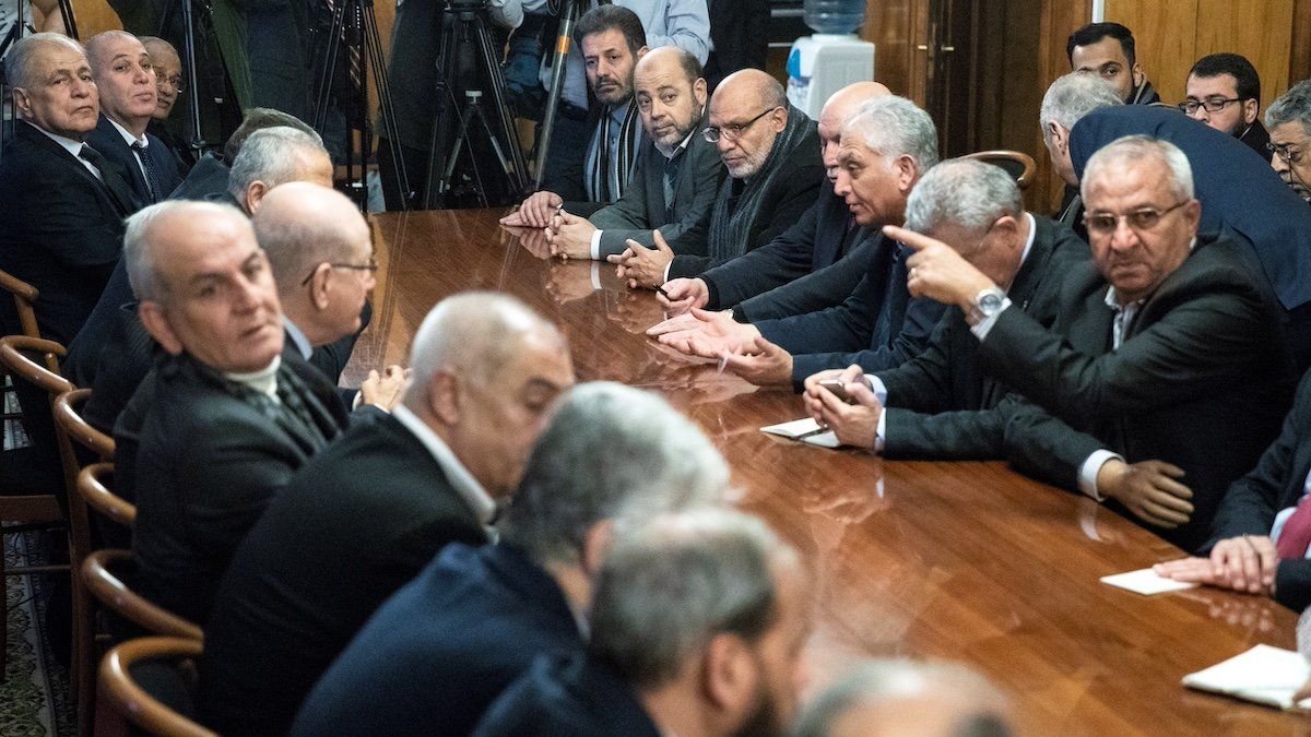 ​FILE PHOTO: Fatah and Hamas officials wait for a meeting with Russian Foreign Minister Sergei Lavrov and representatives of Palestinian groups and movements as a part of an intra-Palestinian talks in Moscow, Russia February 12, 2019. 
