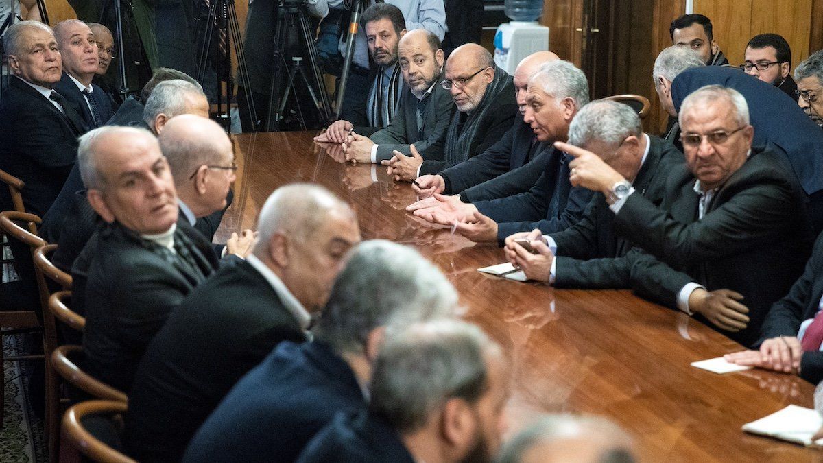 ​FILE PHOTO: Fatah and Hamas officials wait for a meeting with Russian Foreign Minister Sergei Lavrov and representatives of Palestinian groups and movements as a part of an intra-Palestinian talks in Moscow, Russia February 12, 2019. 