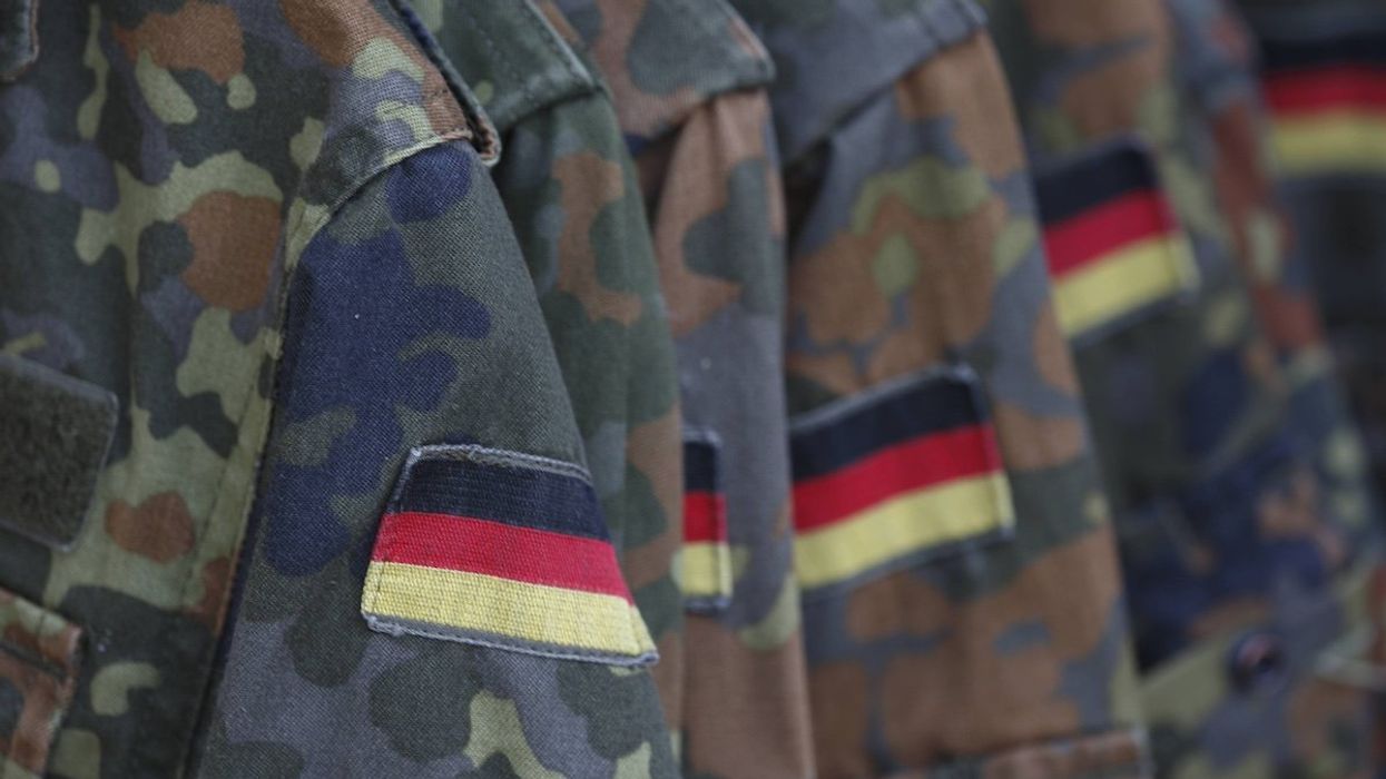 FILE PHOTO: German flag patches on Bundeswehr uniforms