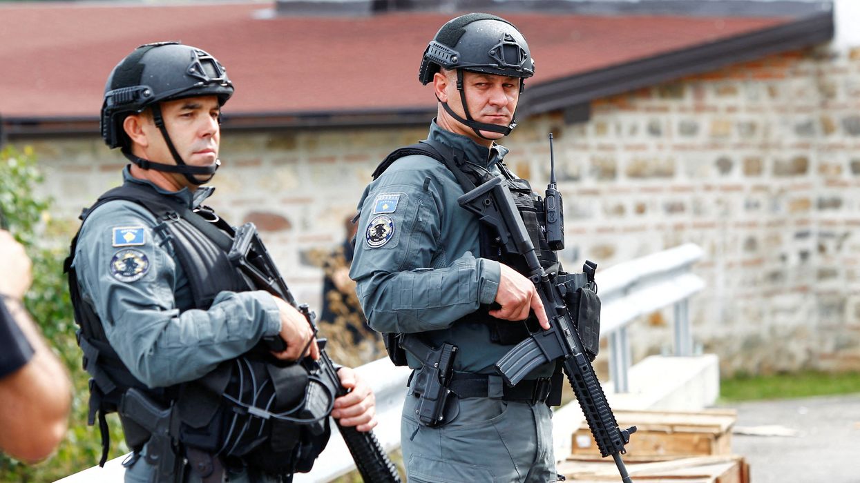 FILE PHOTO: Kosovo police officers patrol, in the aftermath of a shooting incident, in Banjska village, Kosovo September 27, 2023.