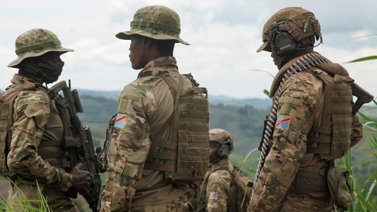 FILE PHOTO: Members of the Armed Forces of the Democratic Republic of the Congo (FARDC) stand guard against the M23 rebel group in Lubero, North Kivu province of the Democratic Republic of Congo October 27, 2024.