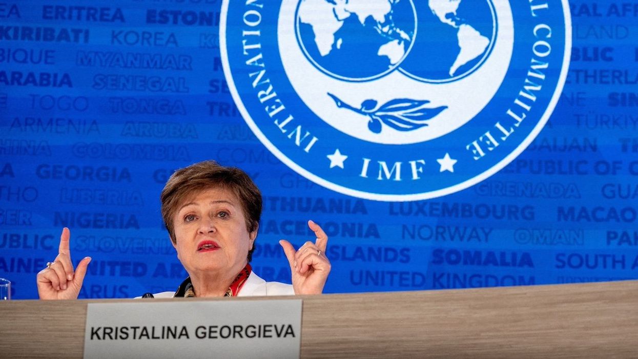 FILE PHOTO: MF Managing Director Kristalina Georgieva speaks during a press briefing at the International Monetary and Financial Committee (IMFC) plenary session at the IMF and World Bank?s 2024 annual Spring Meetings in Washington, U.S., April 19, 2024.