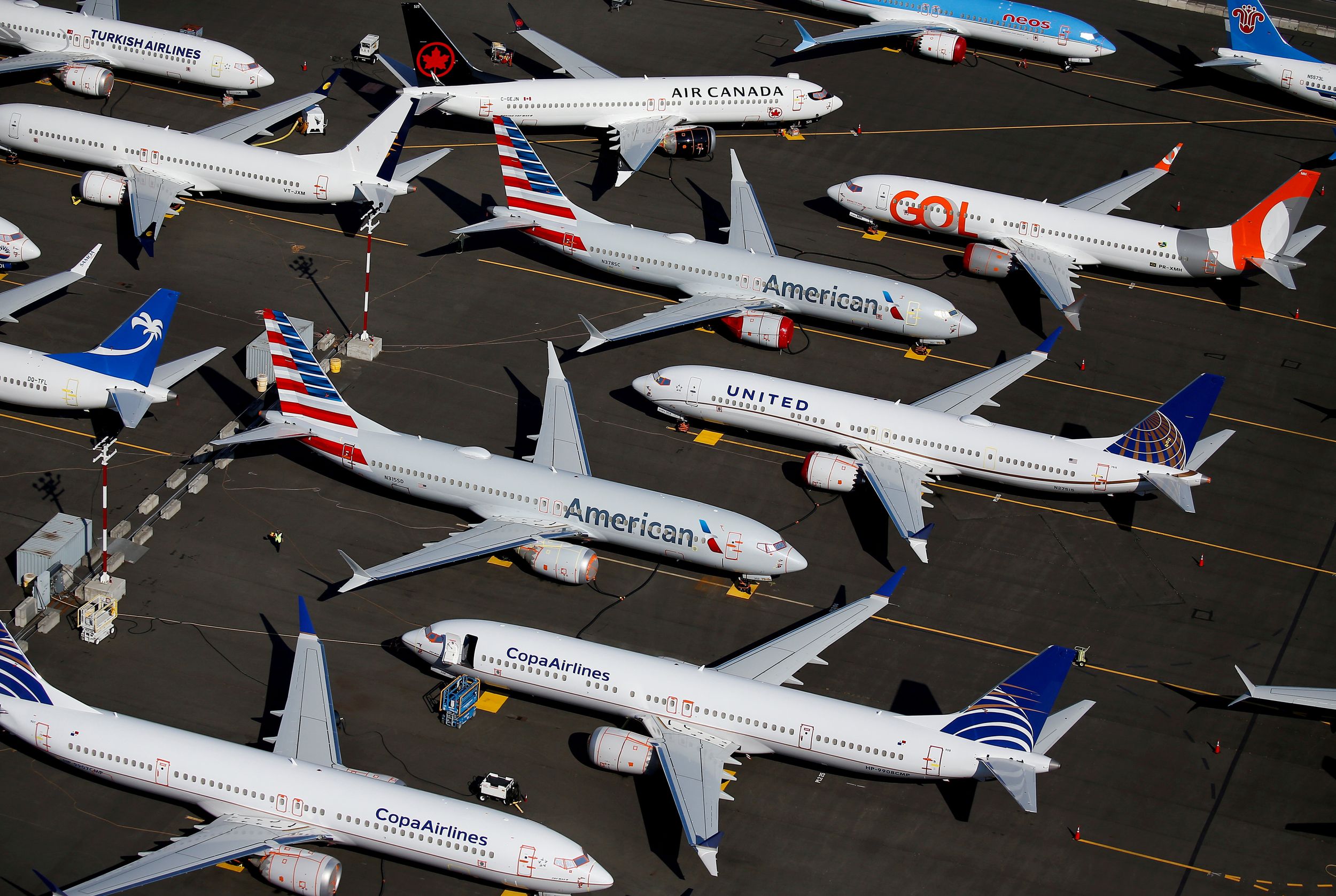 File photo of grounded Boeing 737 MAX aircraft parked at Boeing Field in Seattle. Reuters