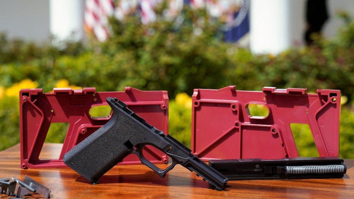 ​FILE PHOTO: Parts of a ghost gun kit are on display at an event held by U.S. President Joe Biden to announce measures to fight ghost gun crime, at the White House in Washington U.S., April 11, 2022. 