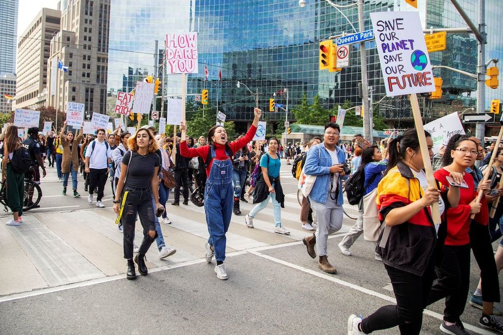 ​FILE PHOTO: People take part in a climate change strike in Toronto, Ontario, Canada September 27, 2019.