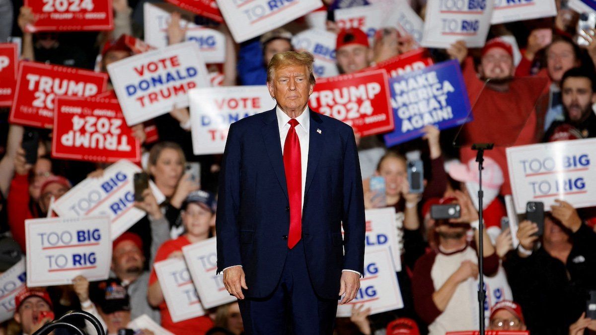 ​FILE PHOTO: Republican presidential candidate and former U.S. President Donald Trump arrives at his rally in Greensboro, North Carolina, U.S., March 2, 2024. 
