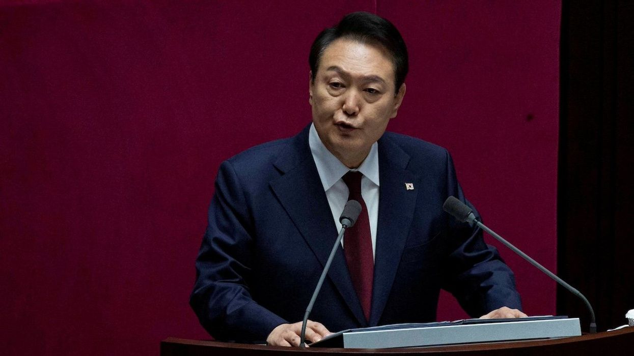 FILE PHOTO: South Korean President Yoon Suk-yeol speaks on the government budget at the National Assembly in Seoul, South Korea, 25 October 2022.