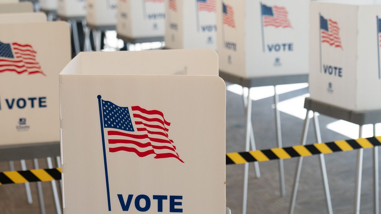 FILE PHOTO: Voting booths are set up at the Shawnee County Elections Office