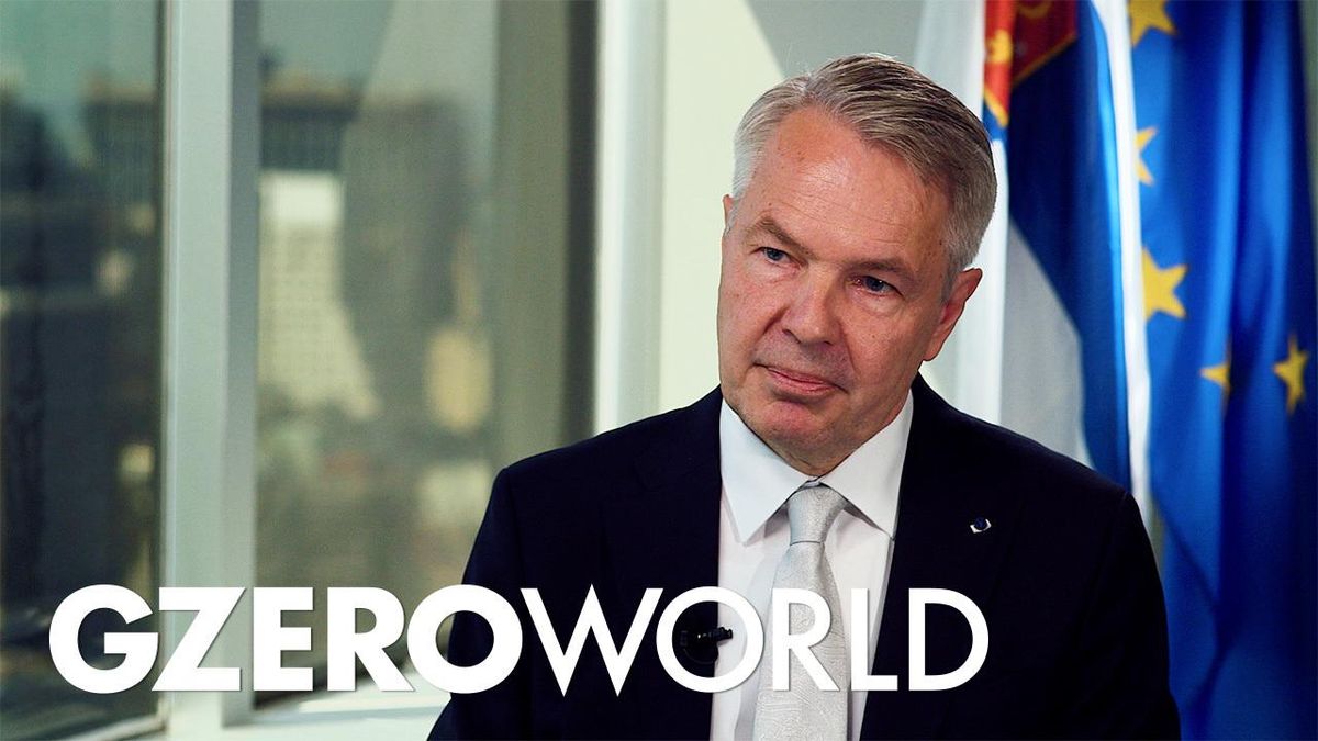 Finnish Foreign Minister Pekka Haavisto sits for an interview with GZERO World