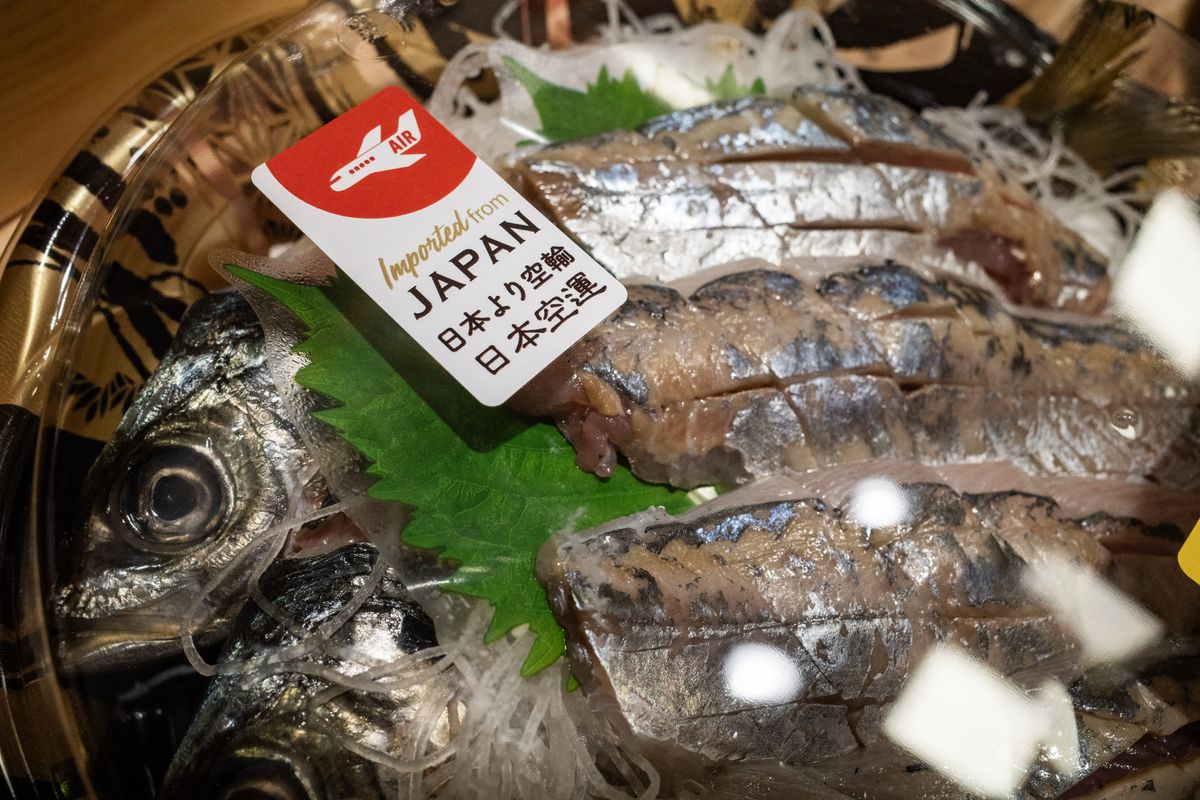 Fish and sashimi imported from Tokyo are displayed for sale at a market on August 24, 2023 in Hong Kong, China.
