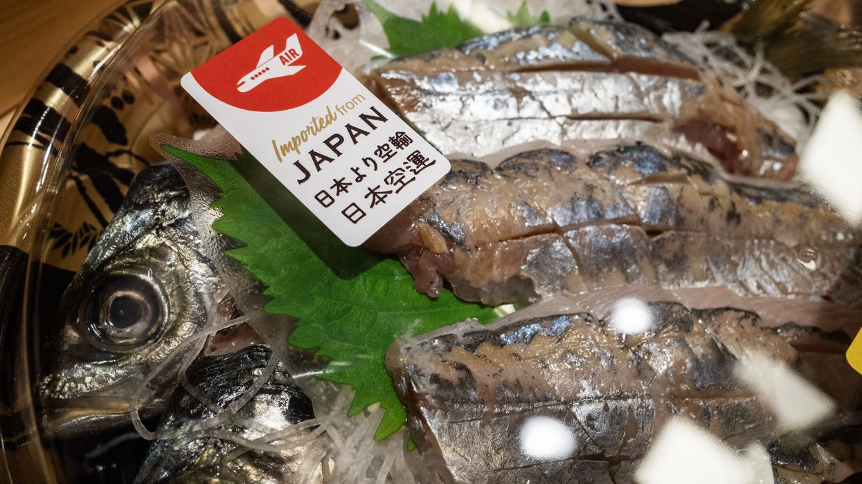 Fish and sashimi imported from Tokyo are displayed for sale at a market on August 24, 2023 in Hong Kong, China.