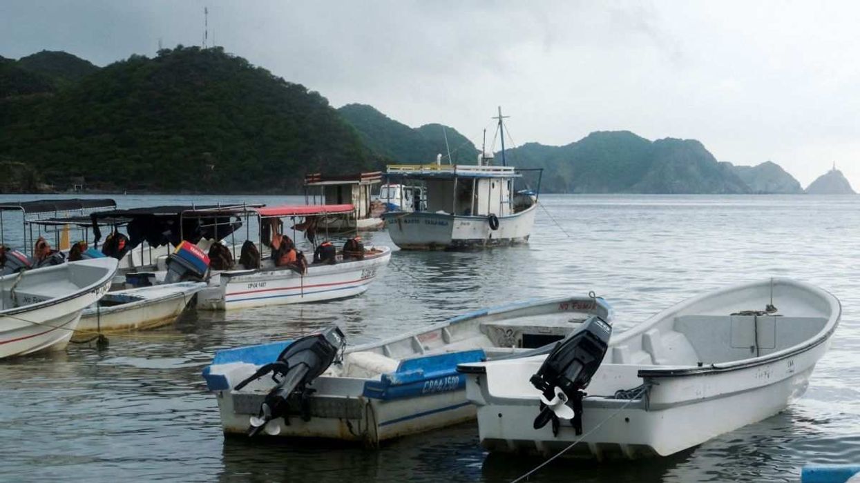 Fishing boats moored at Taganga Beach in Santa Marta, Colombia, on October 20, 2025.