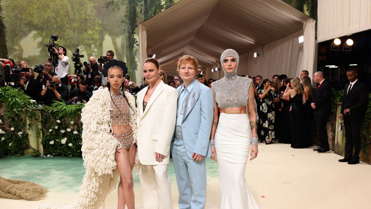 FKA Twigs, Stella McCartney, Ed Sheeran and Cara Delevingne pose at the Met Gala, an annual fundraising gala held for the benefit of the Metropolitan Museum of Art's Costume Institute with this year's theme 'Sleeping Beauties: Reawakening Fashion' in New York City, New York, U.S., May 6, 2024.